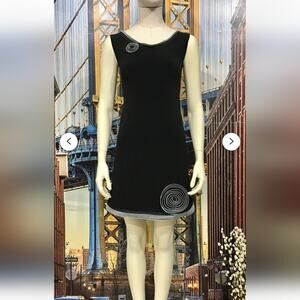 SOHUNG Designs NEW Black Sleeveless Zipper Rose 3-D Artist Designer Dress L